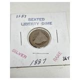 1887 Seated Liberty Dime Rare