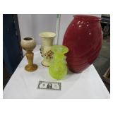 Four assorted glass vases