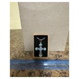 Beautiful cross necklace with blue stones