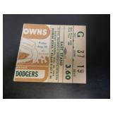 CLEVELAND BROWNS VS DODGERS 8/30/1946 TICKET STUB