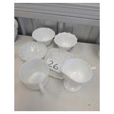 SET OF 6 ASSORTED MILK GLASS