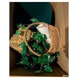 Wicker Basket with Artificial Ivy Garland