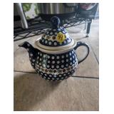 Ceramic Teapot with Lid, Blue and White Pattern