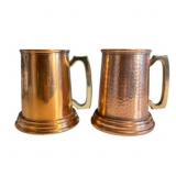 Pair Copper Mugs 5"