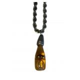 Amber Like Pendant w/ Bubbles on Silver Chain 29"