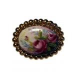 Vintage Floral Enamel and Gold Tone Pin / Brooch