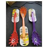 Lot of 3 NEW GLAD Pasta Spoons RED ORG PUR