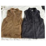 Lot of 2 Faux Fur Vests  Size XL (Tan & Gray)