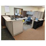 Office Workstations w/Partitions, Cabinets, Chair, Typewriter, Label Printer, Etc. (Lot)