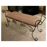 Wrought Iron Bench End of Bed Bench Upholstered