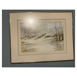 Stone/Slone Framed Watercolor Painting Landscape