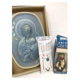 Vintage Mary and Jesus Wall Plaque and more