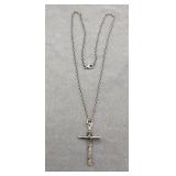 Sterling 925 Cross & Necklace 16"