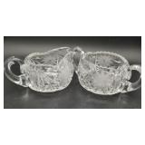 Cut Glass Daisy Creamer & Sugar Bowl, well loved