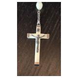 Large bead rosary & St. Christopher visor clip