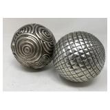 2 Vintage Silver Tone Carpet Balls - 4.25"