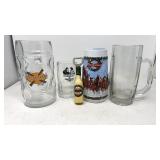 Budweiser Stein and Assorted Glass Mugs and