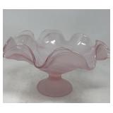 Vintage Viking Satin Pink Leaf Compote Bowl