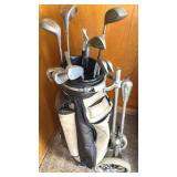 Golf Clubs, Bag and Walking Rack