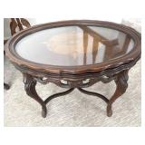 c1940 Pie Crust Glass Top Victorian Table