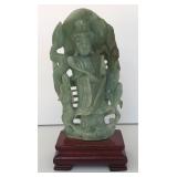 Carved Chinese Jade or Jadeite Kwan Yin Statue