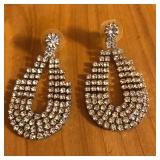 Vintage Rhinestone Teardrop Dangle Earrings