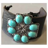 Leather & Turquoise Bracelet