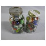 Two jars assorted shooters incl cats eye clears &
