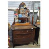 Bow front dresser two over two with harp top