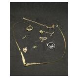 Miscellaneous Jewelry lot including Sterling cat,