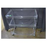 Lucite bar cart with three shelves