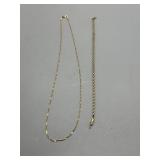 14kt Rope Chain Bracelet & 14kt Italy Gold Necklac