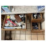 Desk Drawer Contents and Rolling Office Chair