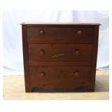 Three Drawer Mahogany Nightstand - 30" x 29" x 14.