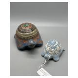 Two Native American molded &painted turtles by