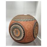 Hand decorated and thrown pot by Carm Bigay