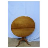 Oak Tilt Top Tri-leg Table - 28" D x 42" H