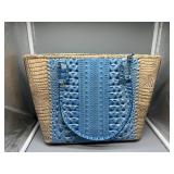 Brahman baby blue alligator print shoulder bag & m