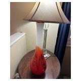 Contemporary Lucite table lamp & art glass lamp