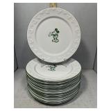 Twelve Disney Mickey Mouse Dinner Plates in Green