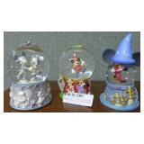 Three Mickey Mouse Snow Globes