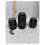 Three digital lenses: Nikon DX 18-55, Canon