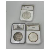 Three MS64 Graded Morgan Dollars: NGC 1898-O; PCI