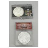 Two American Eagle Silver Dollars: 2011 ANACS Grad