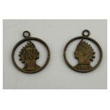 Two Indian Head Pennies created into Necklace Pend