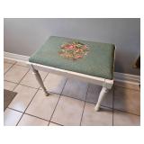 Vintage Needlepoint Wood Bench / Stool