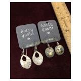 2 PAIR HOLLY YASHI EARRINGS OWLS/ LOTUS