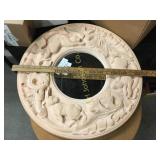 ROUND TERRACOTTA MIRROR W/ RABBITS