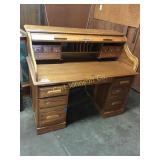 OAK ROLL TOP DESK