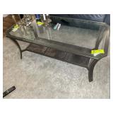 GLASS TOP WITH METAL FRAME COFFEE TABLE 48IN BY 24
